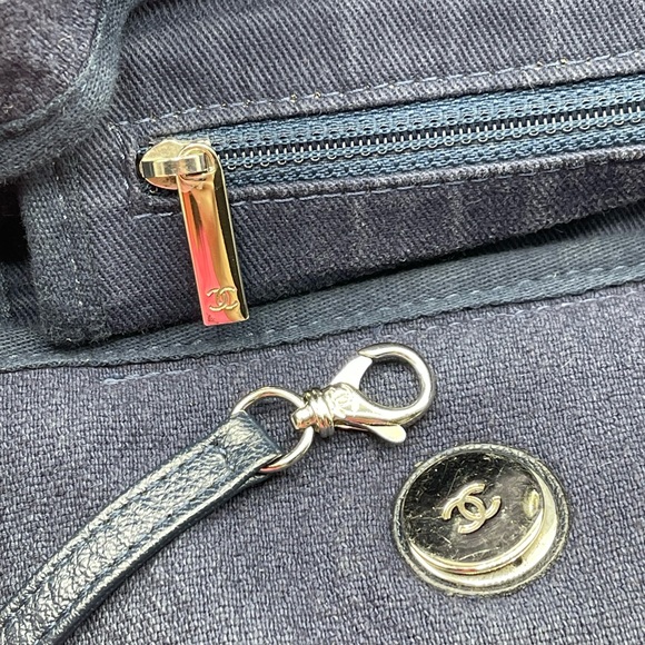 Chanel Deauville Denim Cruise Collection Large Shopper 2 Way Chain Tote Bag Rare - Picture 10 of 15